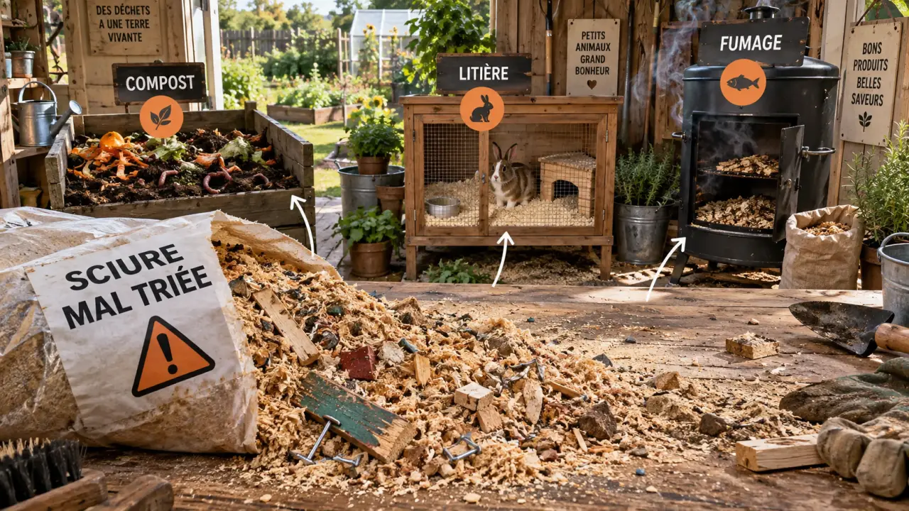 Sciure de bois : le mauvais tri peut contaminer compost, litière et fumage