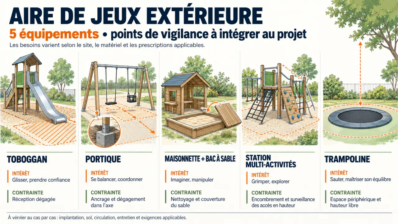 Aménagement d’une aire de jeux extérieure : équipements et contraintes de sécurité