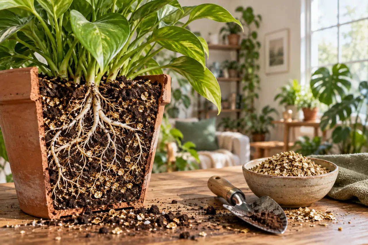 Vermiculite pour plante : retenir l’humidité sans asphyxier les racines