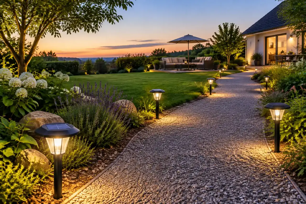 La décoration solaire pour jardin éclaire les chemins sans câbles ni surcharge visuelle