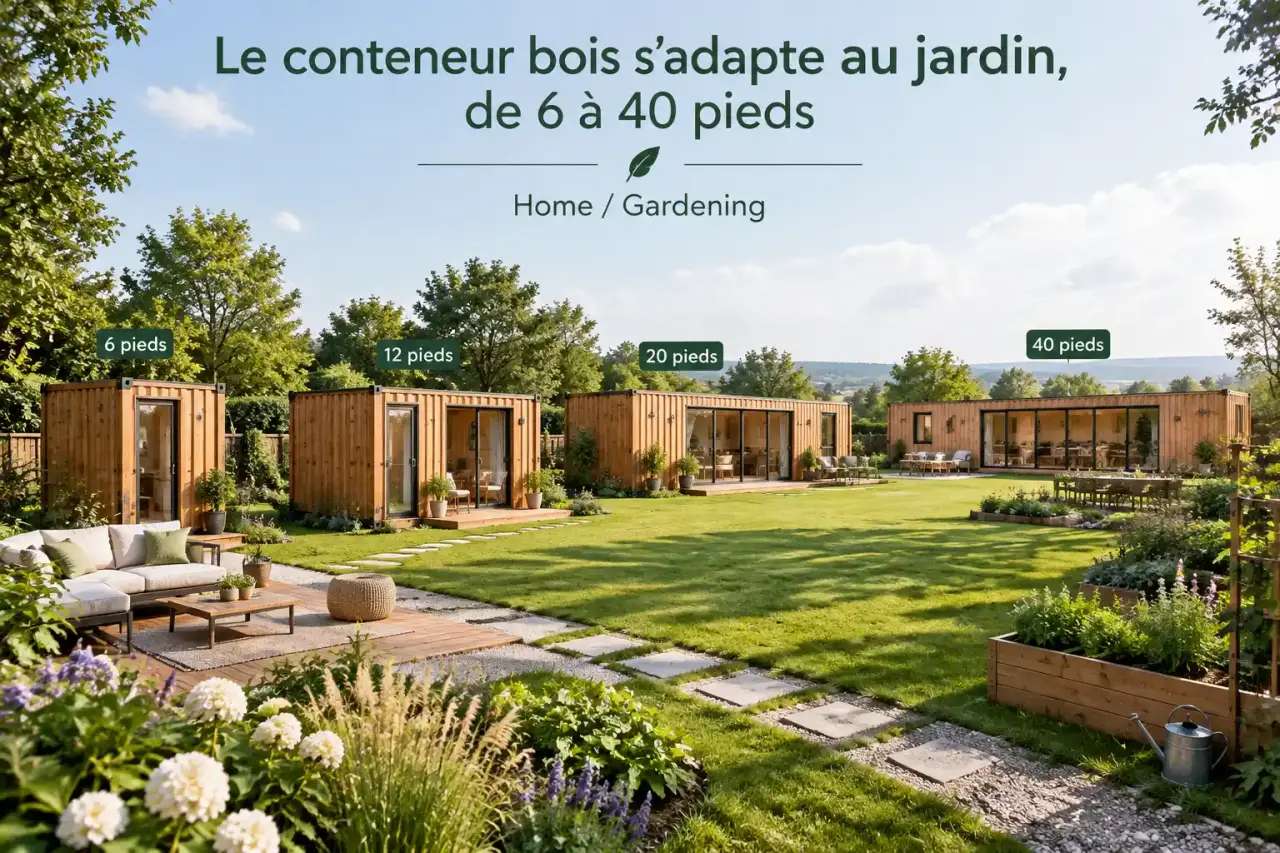 Le conteneur bois s’adapte au jardin, de 6 à 40 pieds