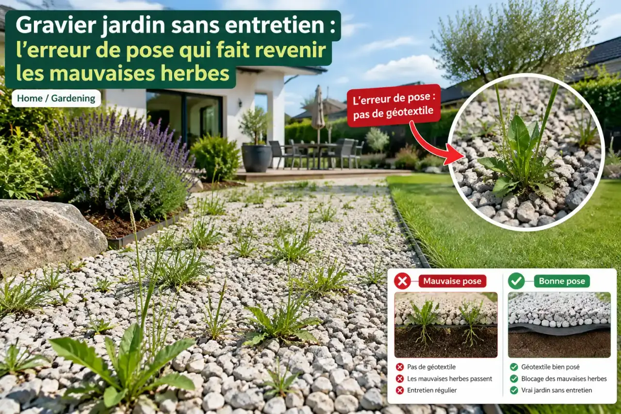 Gravier jardin sans entretien : l’erreur de pose qui fait revenir les mauvaises herbes