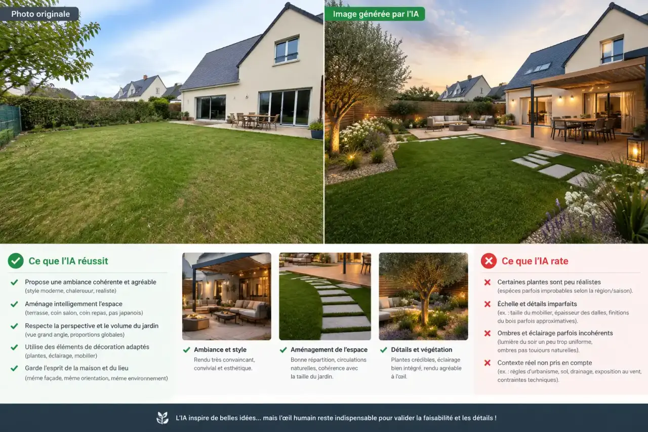 Application d'aménagement extérieur à partir d'une photo : ce que l'IA réussit, et ce qu'elle rate