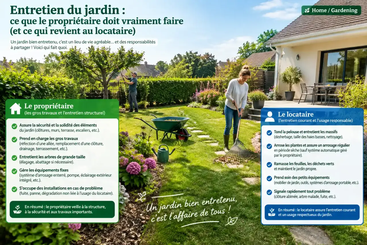 Entretien du jardin : ce que le propriétaire doit vraiment faire (et ce qui revient au locataire)